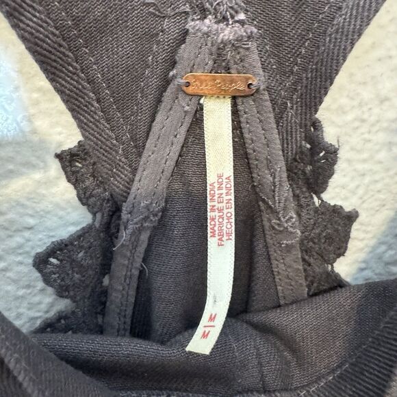 Free People Trails End Skirtall Women’s Medium Overall Dress Gray Bohemian Boho - Picture 5 of 15